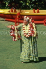 Hawaiian Islands, OAHU, cultural show, woman in traditional dress and Leis, HAW212JPL