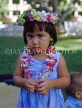 Hawaiian Islands, OAHU, little Hawaiian girl wearing orchid Lei, HAW287JPL