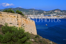 IBIZA, Ibiza Town, Old Town (Dalt Vila) fortified walls, and sea view, SPN1422JPL