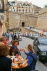 IBIZA, Ibiza Town, Old Town (Dalt Vila) walls area, cafe scene near Old Town entrance, SPN1369JPL