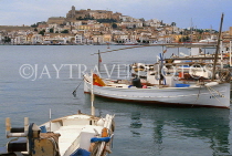 IBIZA, Ibiza Town, harbour area, fishing boats, Old Town in background, SPN1380JPL