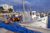 IBIZA, San Antonio Bay, fisherman mending nets, SPN1389JPL