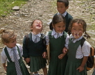 INDIA, Sikkim, laughing schoolchildren with big smiles, IND1481JPL