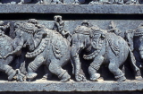 INDIA, South India, Karnataka, HALEBID Temple, granite carved elephants, IND1180JPL