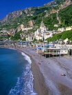 ITALY, Campania, Amalfi Coast, AMALFI, town view, beach and mountain backdrop, ITL990JPL