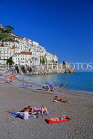 ITALY, Campania, Amalfi Coast, AMALFI, volcanic sand beach and sunbathers, ITL1188JPL