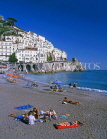 ITALY, Campania, Amalfi Coast, AMALFI, volcanic sand beach and sunbathers, ITL985JPL