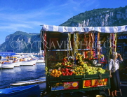 ITALY, Campania, Amalfi Coast, CAPRI, fruit stall, limestone mountain background, ITL958JPL