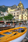 ITALY, Campania, Amalfi Coast, POSITANO, fishing boat and Santa Maria Assunta Church, ITL1170JPL