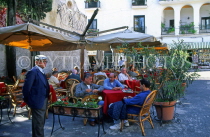 ITALY, Campania, Amalfi Coast, RAVELLO, locals at a cafe, ITL1157JPL