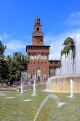 ITALY, Lombardy, MILAN, Piazza Castello, Sforza Castle, main entrance and fountain, ITL2080JPL
