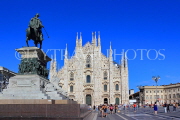 ITALY, Lombardy, MILAN, Piazza Del Duomo, The Duomo & Victor Emmanuel II statue, ITL1956JPL