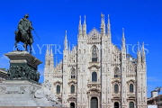 ITALY, Lombardy, MILAN, Piazza Del Duomo, The Duomo & Victor Emmanuel II statue, ITL1957JPL