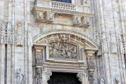 ITALY, Lombardy, MILAN, The Duomo (Cathedral) entrance facade, architecture, detail, ITL1968JPL