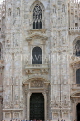 ITALY, Lombardy, MILAN, The Duomo (Cathedral) entrance facade, architecture, detail, ITL2020JPL