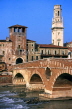 ITALY, Veneto, VERONA, view from Ponte Pietra (bridge) and River Adige, ITL614JPL