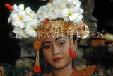Indonesia, BALI, Legong Dancer, with Frangipani flower headress, portrait, BAL1282JPL