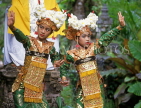 Indonesia, BALI, Legong Dancers, traditional costumes and floral headress, BAL523JPL