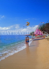 Indonesia, BALI, Sanur Beach and outrigger canoes (Jakung), tourists, BAL999JPL