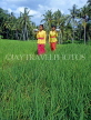 Indonesia, BALI, rice fields, and village girls carrying offerings (to temple), BAL1296JPL