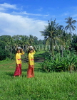 Indonesia, BALI, rice fields and village girls carrying offerings (to temple), BAL567JPLA