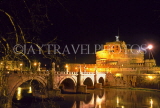 Italy, ROME, Sant Angelo Casel (castle) and Sant Angelo Bridge, night, ITL669JPL