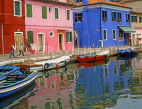 Italy, VENICE, Burano Island, colourful painted houses and canal scene, ITL1774JPL