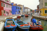Italy, VENICE, Burano Island, colourful painted houses and canal scene, ITL1812JPL