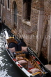 Italy, VENICE, Gondola moored by canal, ITL1231JPL