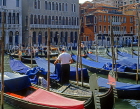 Italy, VENICE, Gondolas moored along Grand Canal, ITL1762JPL