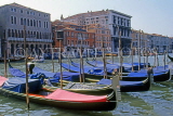 Italy, VENICE, Gondolas moored along Grand Canal, ITL1828JPL