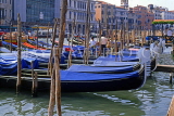 Italy, VENICE, Gondolas moored along Grand Canal, ITL1920JPL