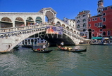 Italy, VENICE, Grand Canal, Rialto Bridge and gondolas, ITL1885JPL