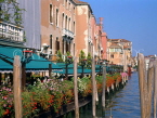 Italy, VENICE, Grand Canal and flower boxes from restaurants, ITL1476JPL