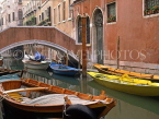 Italy, VENICE, canal scene with boats and small bridge, ITL1704JPLA