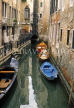 Italy, VENICE, narrow canal and boats scene, ITL1644JPL