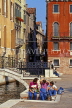 Italy, VENICE, tourists by canal and small bridge, ITL1870JPL