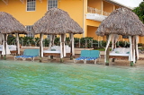 JAMAICA, Montego Bay, outdoor beds by the sea, at a resort, JM293JPL