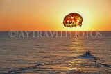 JAMAICA, Negril, parasailing towards sunset, JM344JPL