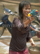LAOS, Luang Prabang, Songkran Water Festival, water fighting, woman drenched, LAO99JPL 4000