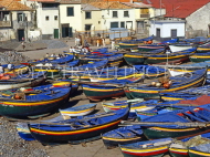 MADEIRA, Camara de Lobos, village and fishing boats on shore, MAD1014JPL