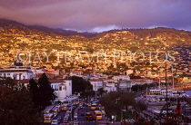 MADEIRA, Funchal, sunset lighting up town and hills, MAD1046JPL