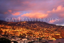 MADEIRA, Funchal, sunset lighting up town and hills, MAD119JPL
