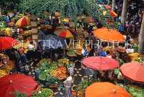 MADEIRA, Funchal Market, fruit and vegetable stalls under parasols, MAD1051JPL