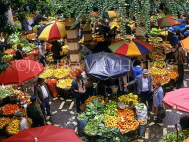 MADEIRA, Funchal Market, fruit and vegetable stalls under parasols, MAD1377JPL