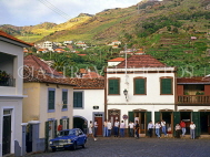 MADEIRA, Machico, town square and locals outside bar, MAD135JPL