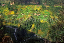 MADEIRA, gorge with small villages and terraced farmed land, MAD1074JPL