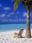 MALDIVE ISLANDS, Kuredu Island, beach with deck chair and coconut tree, MAL630JPL