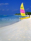 MALDIVE ISLANDS, Kuredu Island, catamaran on beach, MAL623JPL