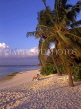 MALDIVE ISLANDS, Velassaru Island, beach with coconut trees and sunbather, MAL436JPL